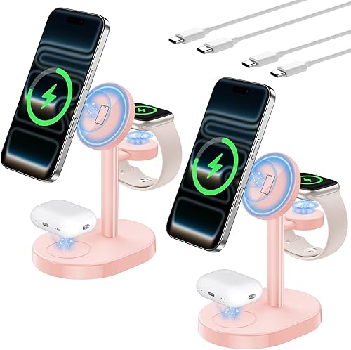 Miniatura 14 de 2025 Estación de Carga Inalámbrica 3 en 1 para Cargador Apple MagSafe, Soporte de Cargador Magnético Rápido Mag-Safe de 15W para iPhone 17 16 15 14
