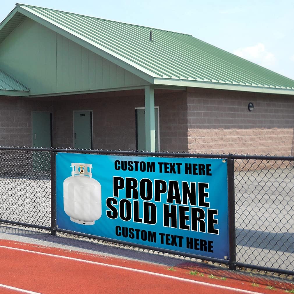 Custom Vinyl Banner Multiple Sizes Propane Sold Here #1 Advertising Printing K1 Propane Outdoor Weatherproof Industrial Yard Signs 6 Grommets Personalized Text Here 36x72Inches