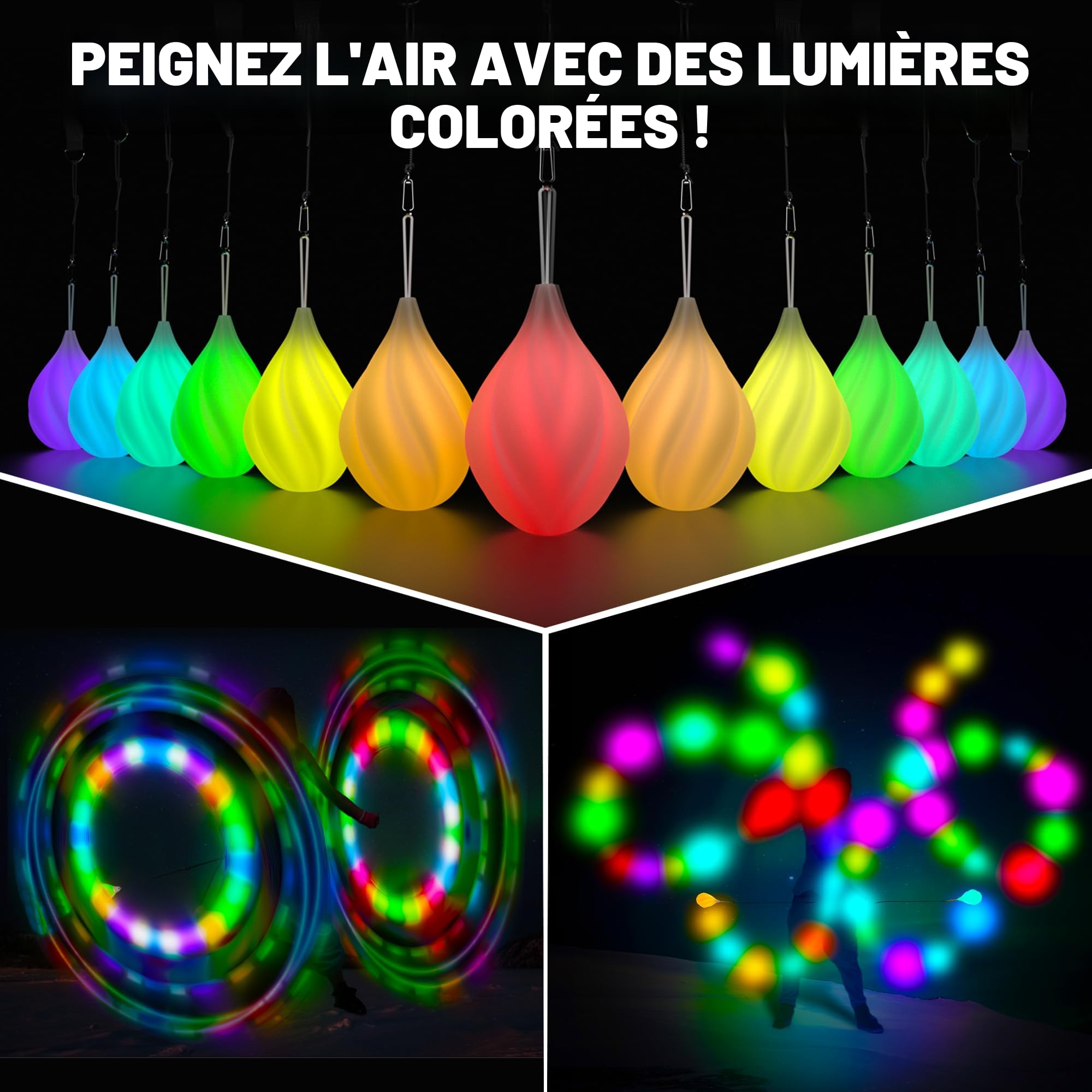 POILOVES Boules De Jonglerie LED Rechargeables - 9 Modes Lumineux Pour Enfants Et Débutants