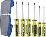 JET Screwdriver Set - Premium CrV Steel, Super Strong Acetate Jumbo Grip Grooved Handles with Engraved Tip Type, Slot Square, Phillips, Torx Tips - 13 Pieces