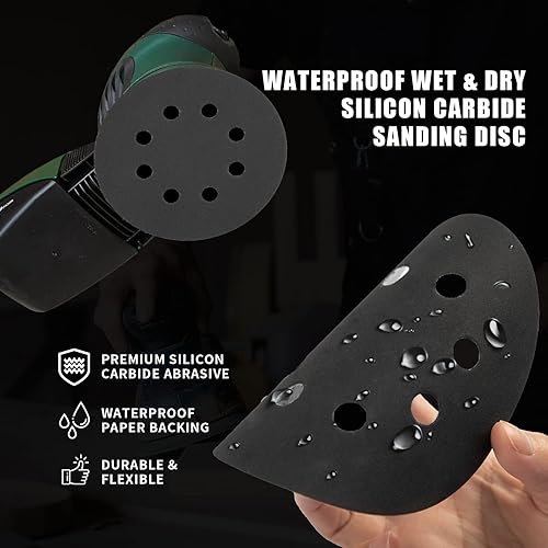Miniatura 5 de 100 discos de lijado de 5 pulgadas, gancho y bucle húmedo y seco, 8 agujeros 60 120 240 400 600 800 1000 1500 2000 5000 papel de lija orbital de