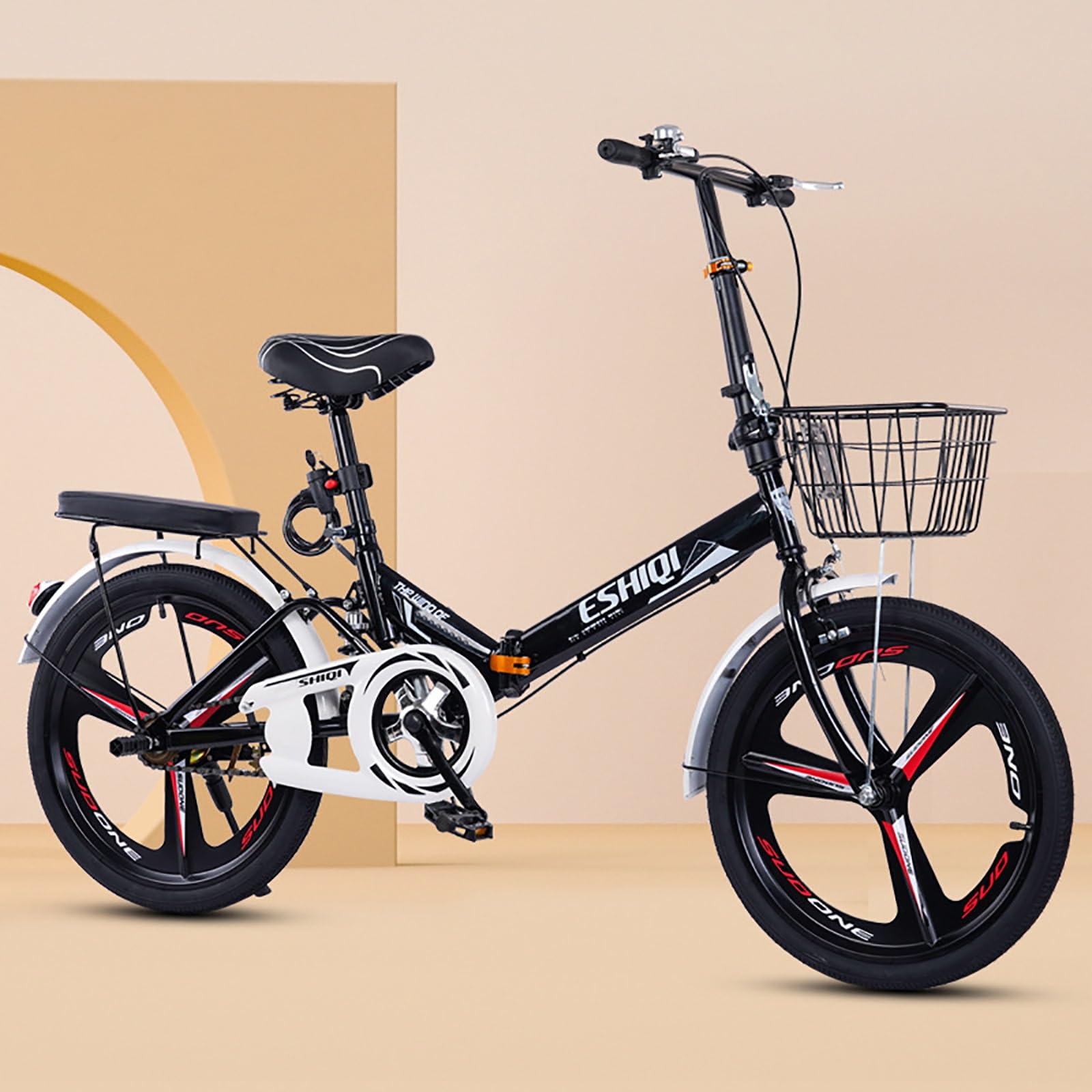 Bicicletta Pieghevole Leggera da 22/24 Pollici for Adulti, Trasmissione a Catena, Telaio in Alluminio Leggero, Bicicletta da Viaggio Unisex(C,22in)