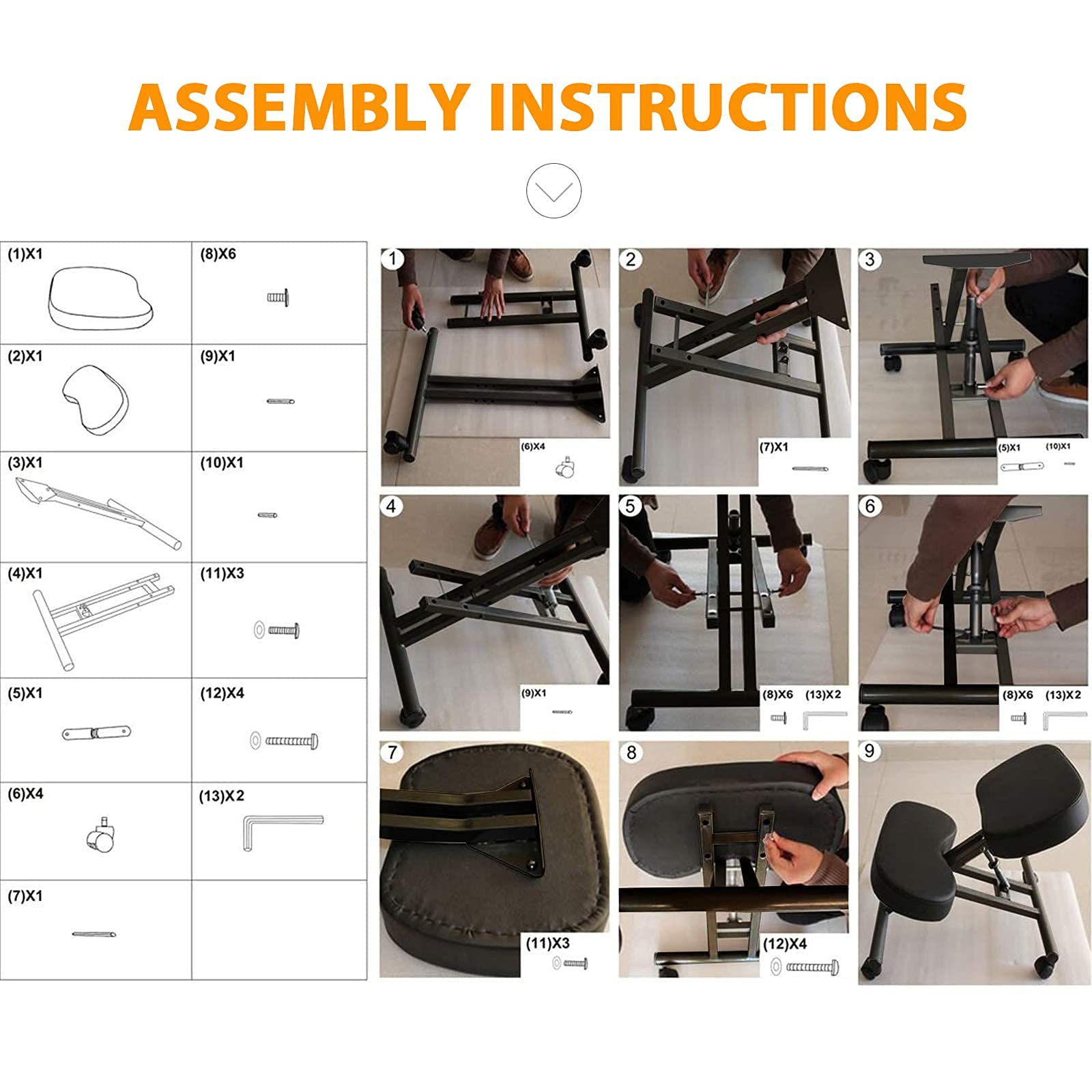 Himimi® Ergonomischer Kniestuhl Verstellbarer Kniehocker Haltungskorrekturstuhl Orthopädischer Kniestuhl für Zuhause und Büro