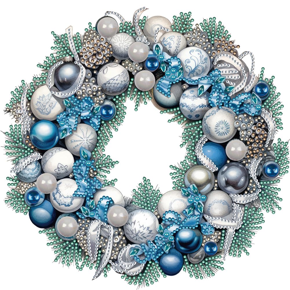 Kit Diamond Painting Couronne De Noël - Broderie Strass Partielle 30x30 Cm - Artisanat DIY