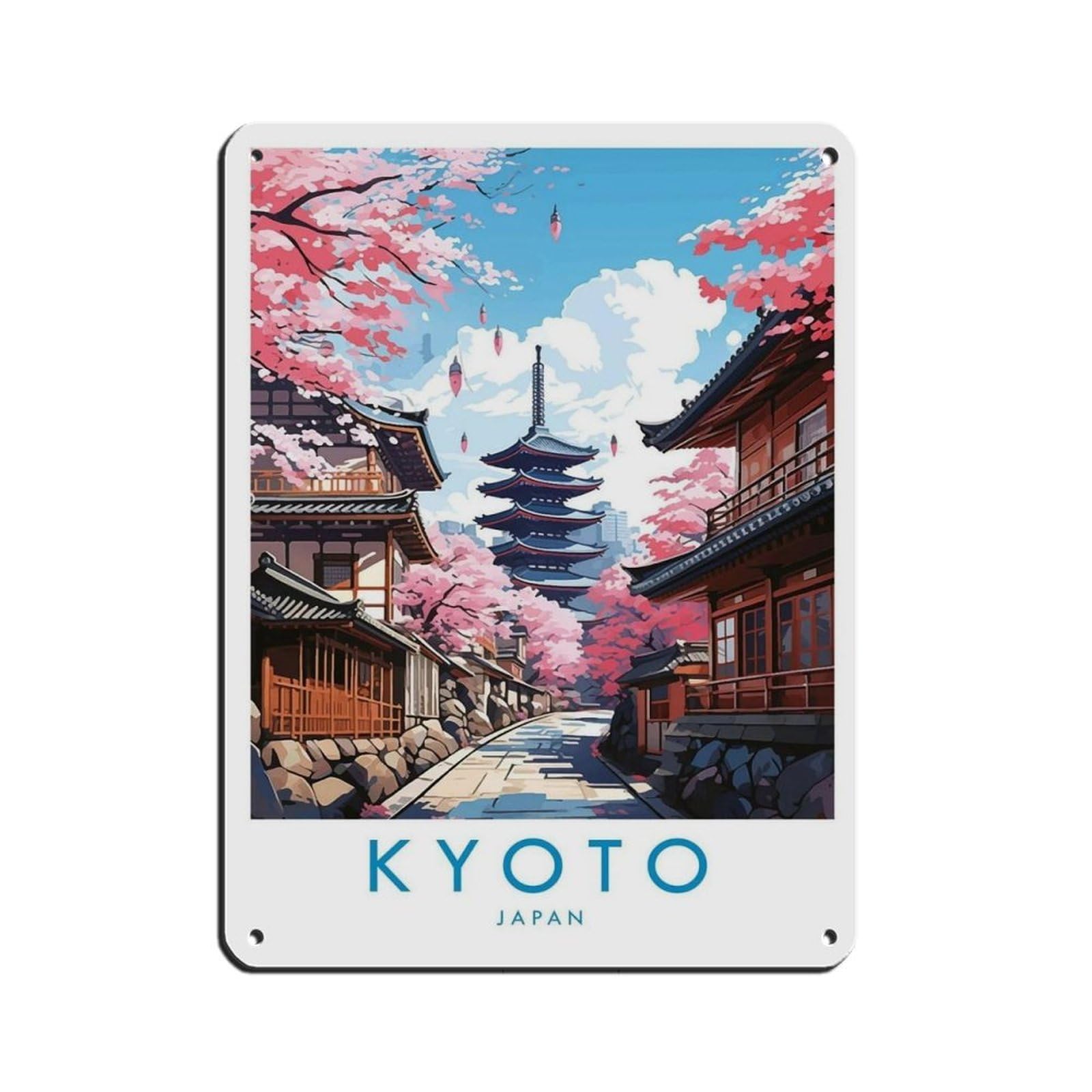 Kyoto Travel, Kyoto Travel Poster Tin Sign Vintage Metal Pub Club Cafe Bar Home Wall Art Decoration Poster Retro 12x16inch(30x40cm)