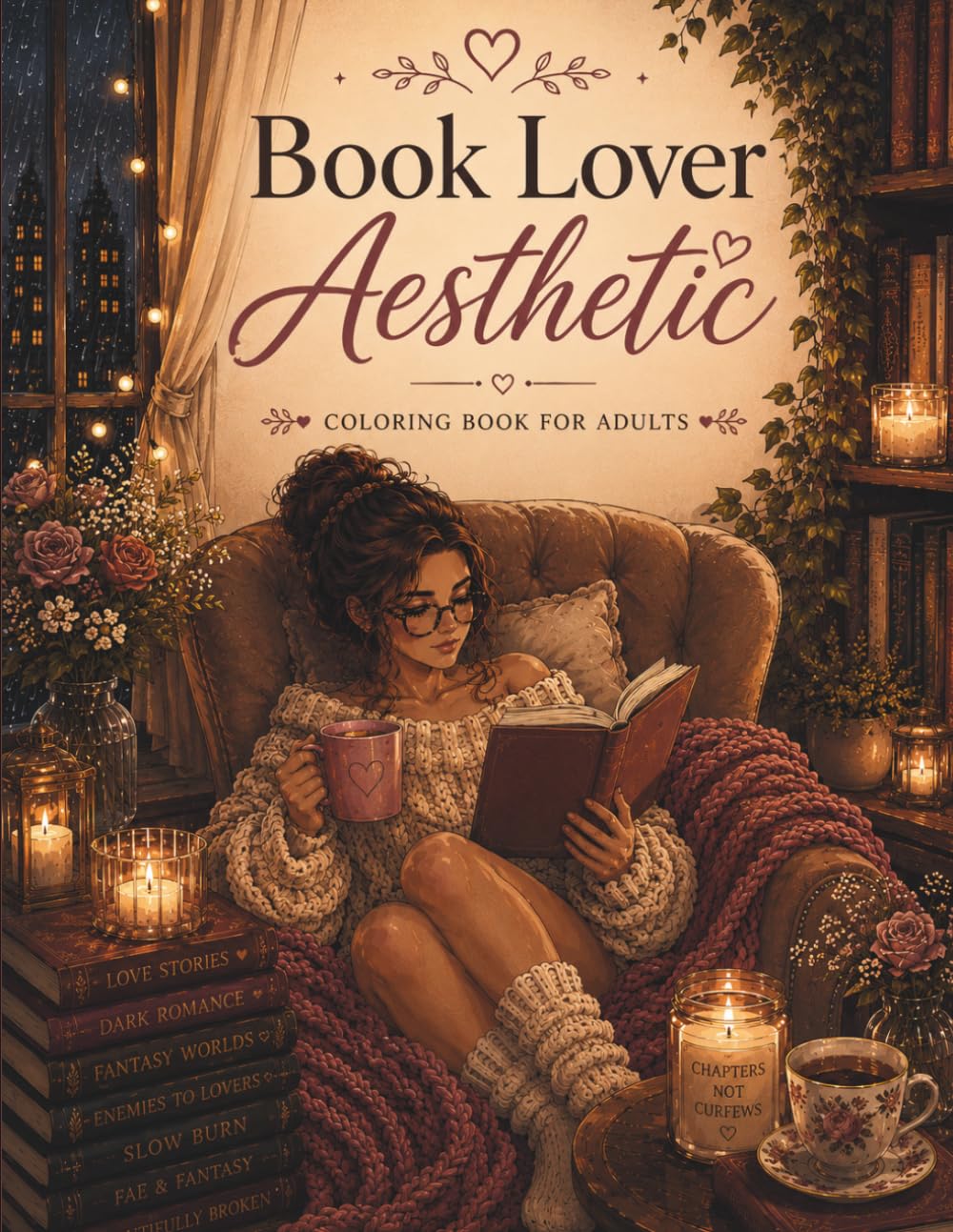 Book Lover Aesthetic Coloring Book: 40 Cozy Coloring Pages for Readers, Booktok Fans, Romantasy Lovers, and Anyone Who Finds Magic Between the Pages (The Cozy Aesthetic Collection)