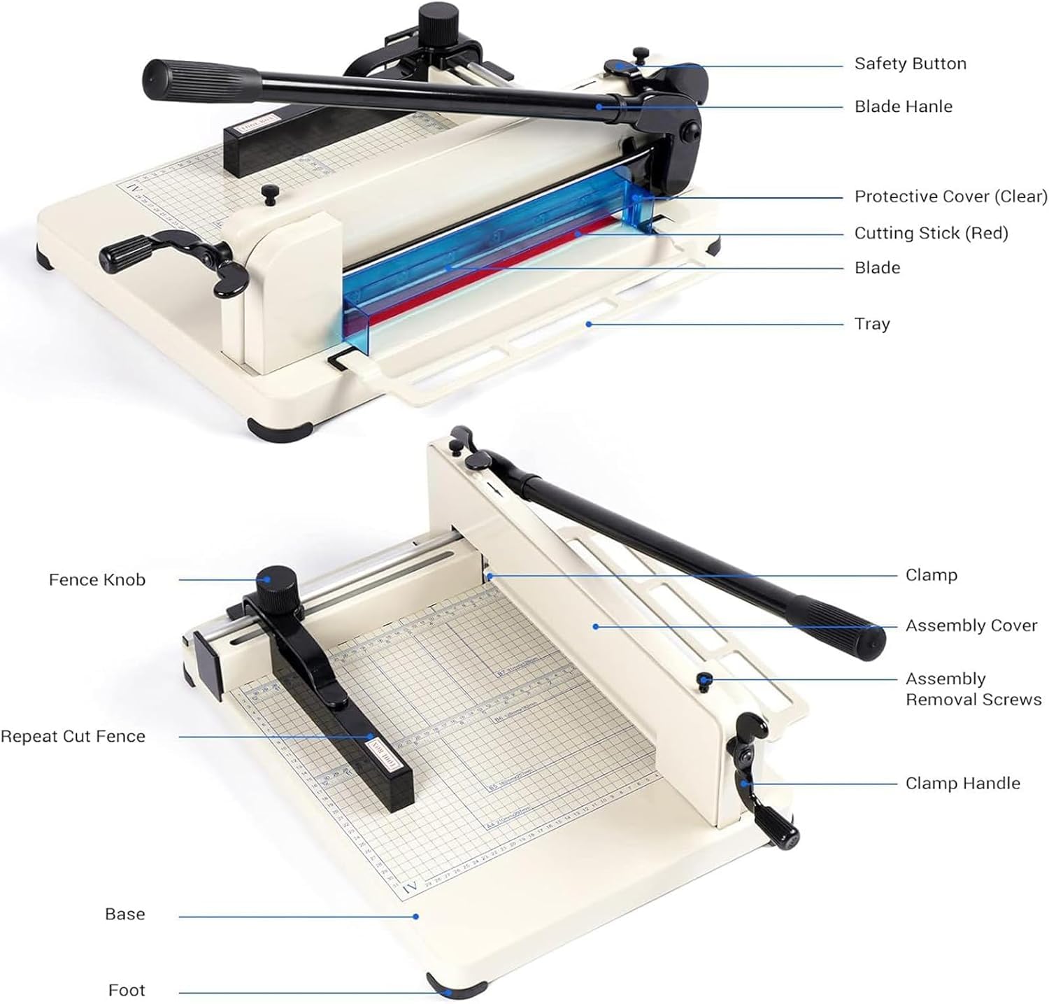 Taglierina a ghigliottina resistente, tagliacarte manuale da 30,5 cm con lama HSS e blocco di sicurezza, taglia fino a 400 fogli