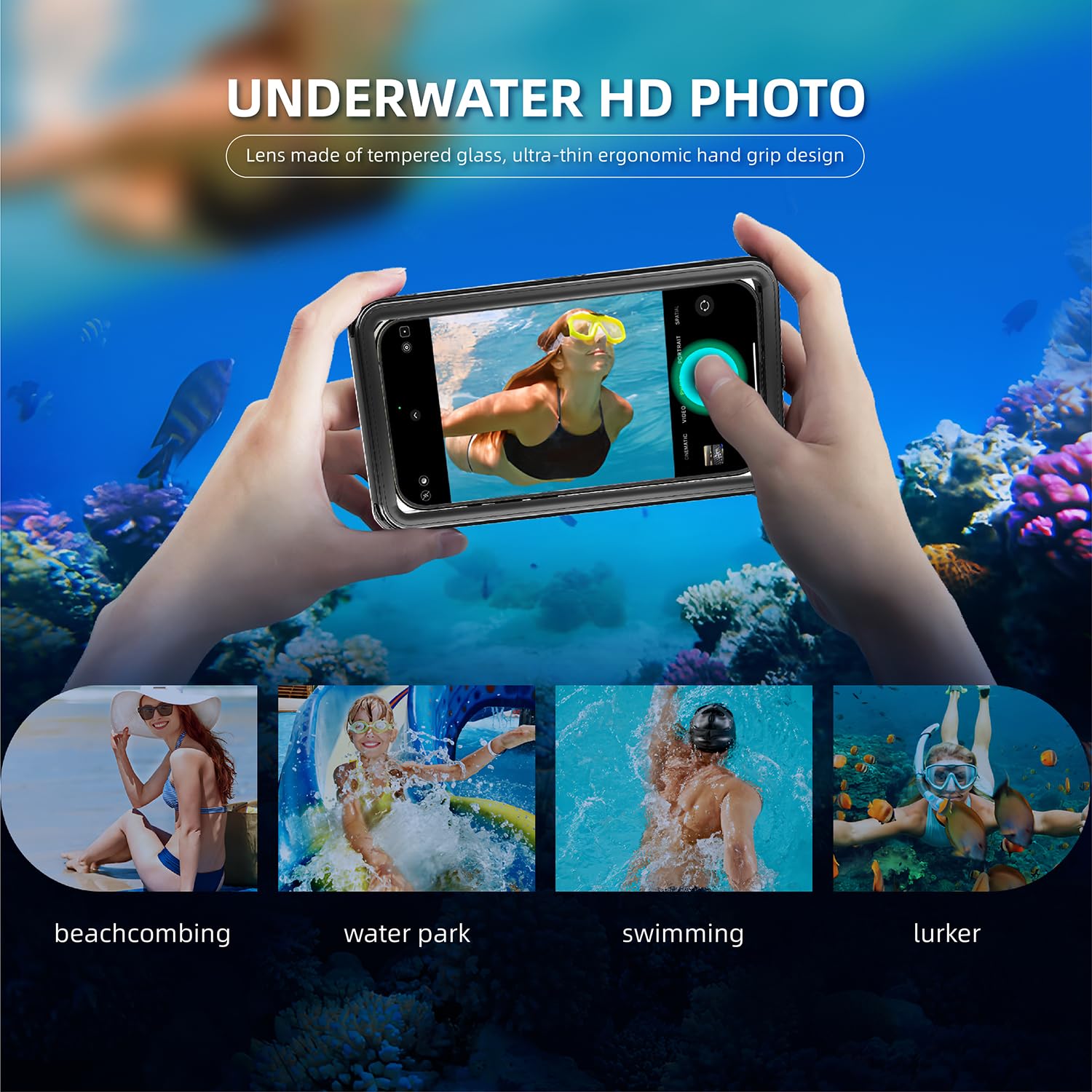 Wasserdichte Handyhülle 6,9 Zoll, IPX8 Unterwasser-Handycase für Schwimmen & Schnorcheln Universell kompatibel mit iPhone 17/16/15/14/13/12 Pro Max, Samsung S26/S25/S24 Ultra, Xiaomi, Google (Schwarz)