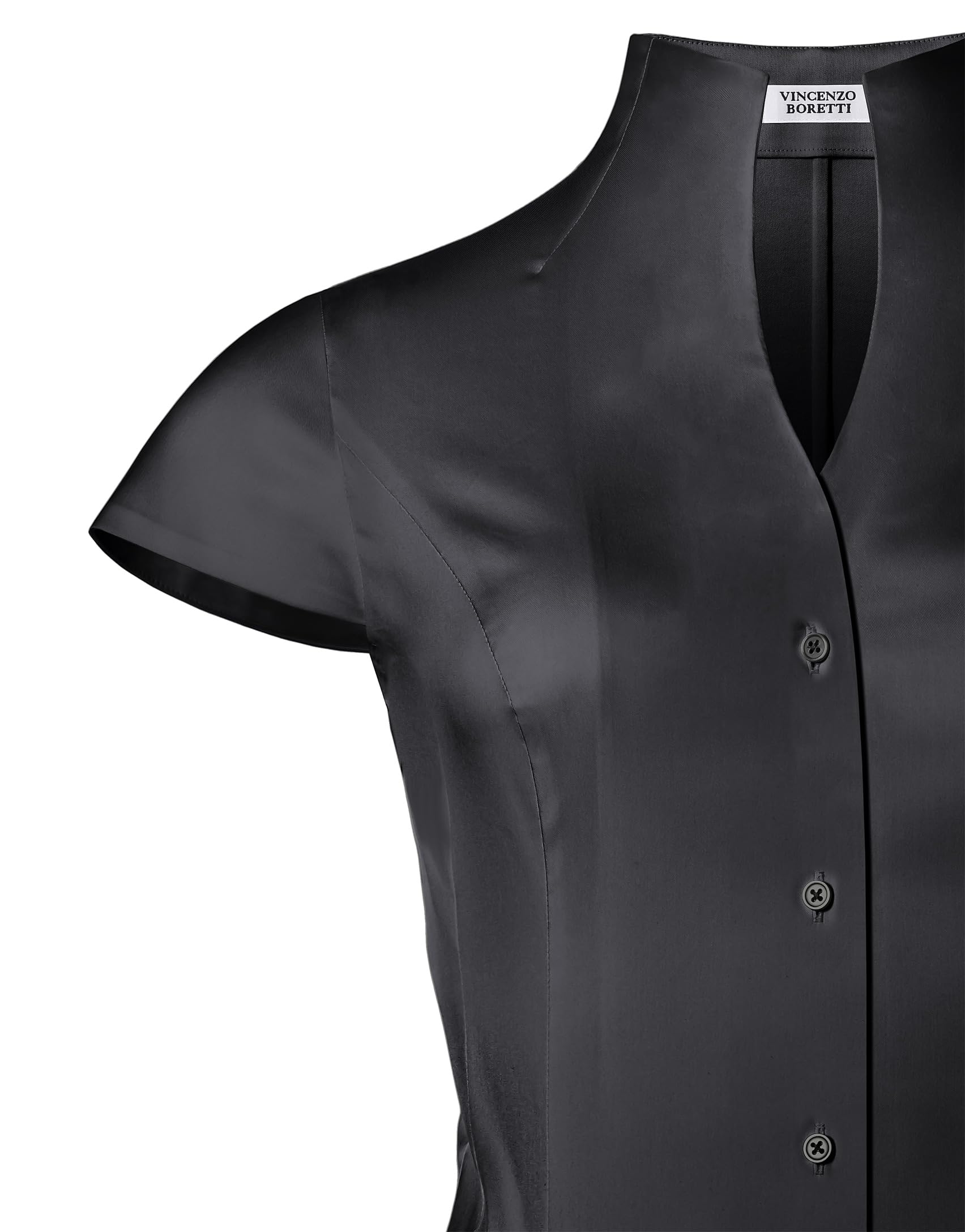 Vincenzo Boretti Blusa, Slim-Fit/Taglio Aderente, Elastico, Colletto Alto - Facile da Stirare