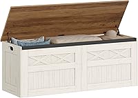 Hzuaneri 47.2" Farmhouse Storage Bench Chest, Lift-Top Ottoman with Hinges, Antique White Wooden Box for Bedroom Entryway, 330lb Capacity SB51214X