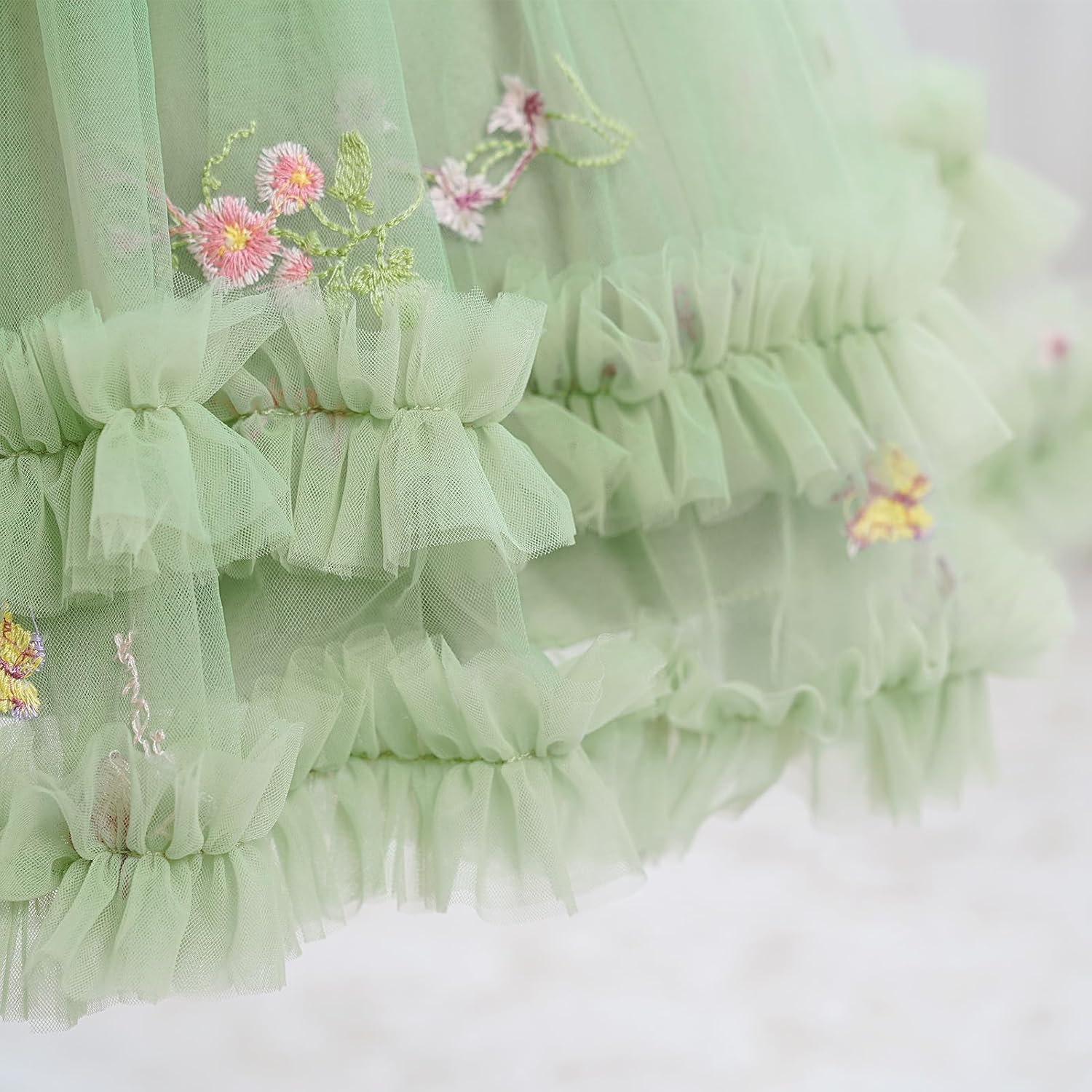 IMEKIS Toddler Girls Pageant Dress Shiny Bow Asymmetric Shoulder Formal Birthday Wedding Party Tiered Tulle Gowns 1-9T