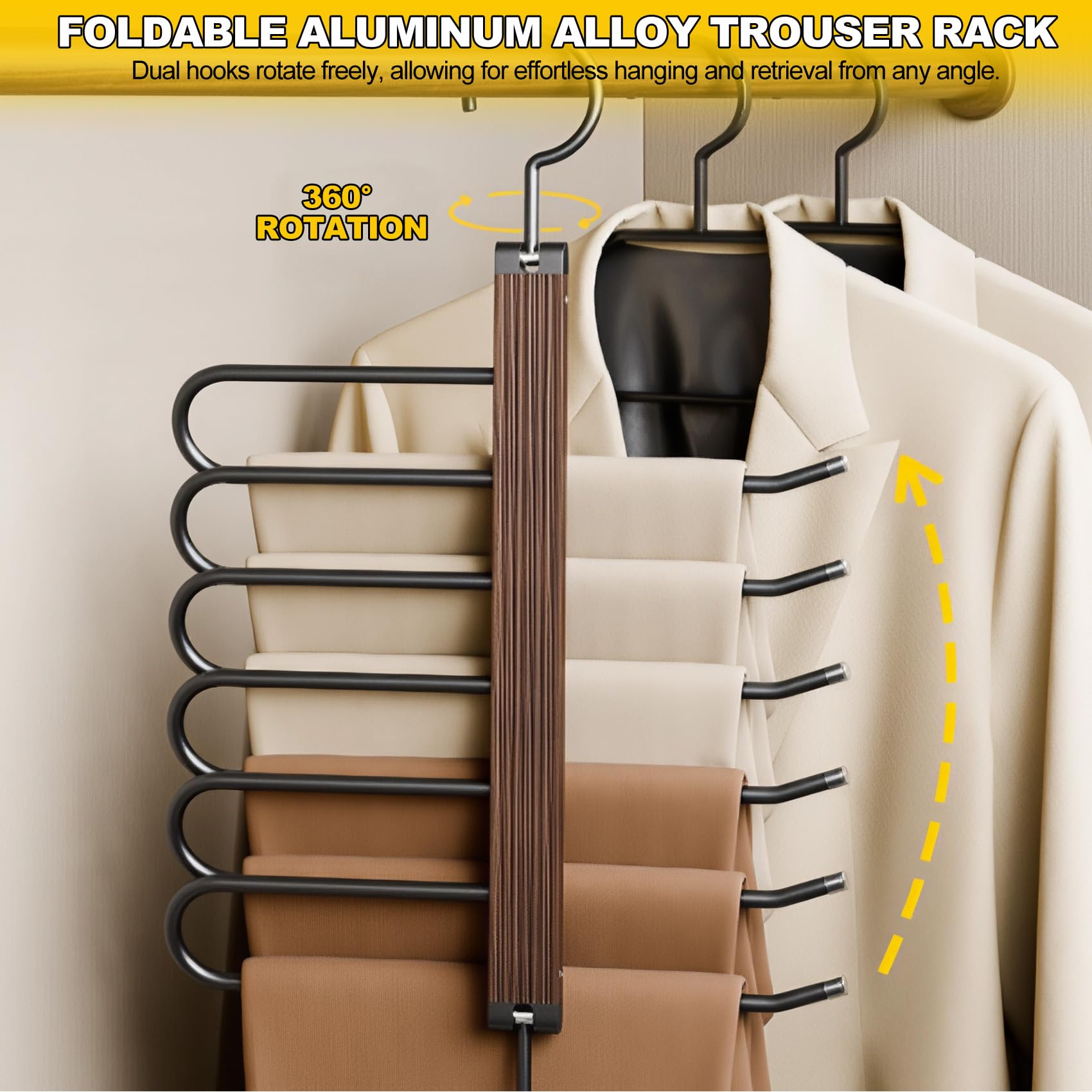 6 in 1 Grucce Pantaloni, Organizer Armadio (2 Pezzi)