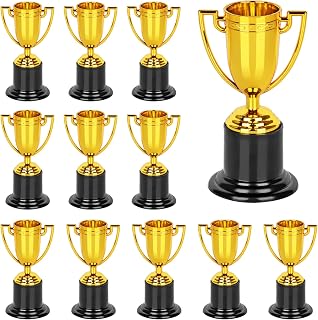 WINKIO 6 Pack Gold Mini Trophies - 4 Inch Plastic Awards for Kids Parties, Competitions, Rewards & Ceremonies