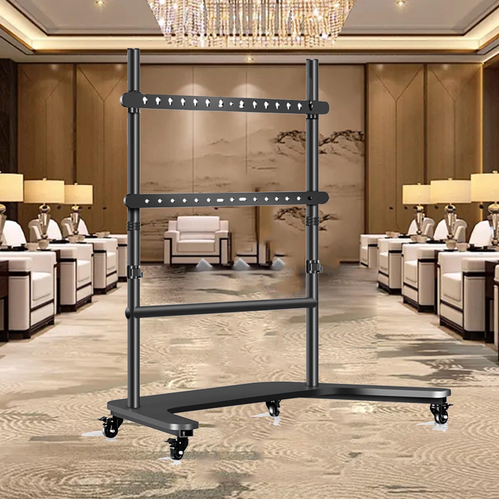 WDSOPK Mobile Tv Cart with Wheels - Height Adjustable Portable Floor Tv Stand, Holds Up to 150Kg/330Lbs, for 42-90 in Screen, Max Vesa 700X600Mm