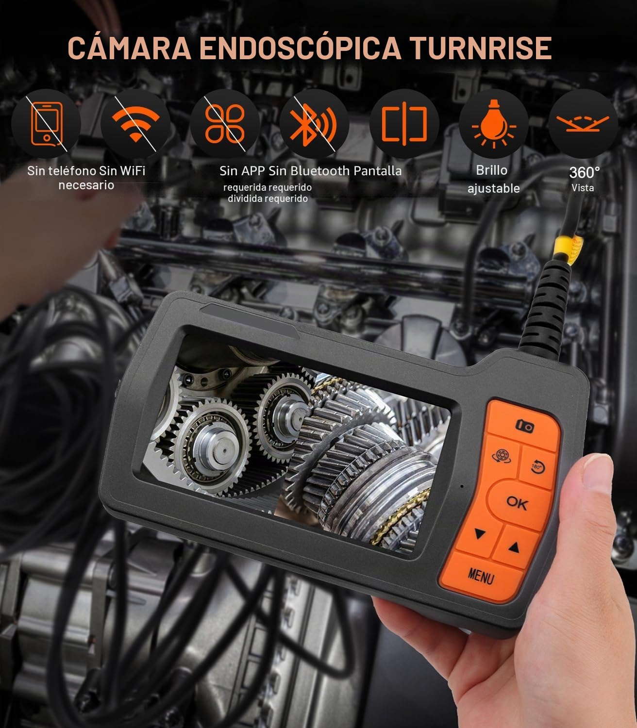 15M Endoscopio Camara de Inspeccion Triple Lente Cámara Endoscópica 5.0'' Pantalla IPS 1080P HD Endoscopio Boroscopio con 8 Luces LED Camara Endoscopica IP67 Camara Inspeccion Tuberias 32 GB