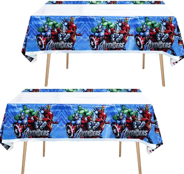 YAAVAAW 2Pack 180*108cm Superhero Table Cloth Party Decorations for Kids,Rectangular Marvel Avengers Party Table Cover Birthday Disposable Table Cover Plastic Tablecloths for Kids Birthday Tableware