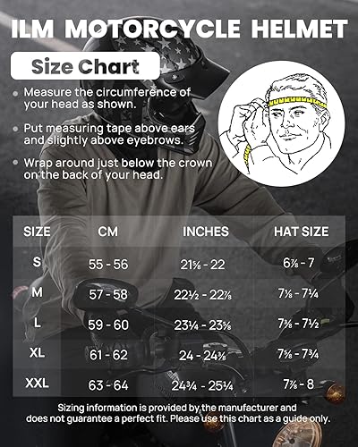 Miniatura 6 de ILM Casco de motocicleta de cara completa vintage para adultos y hombres, compatible con ciclomotor, ATV, Cruiser, scooter, DOT ECE, modelo Z502