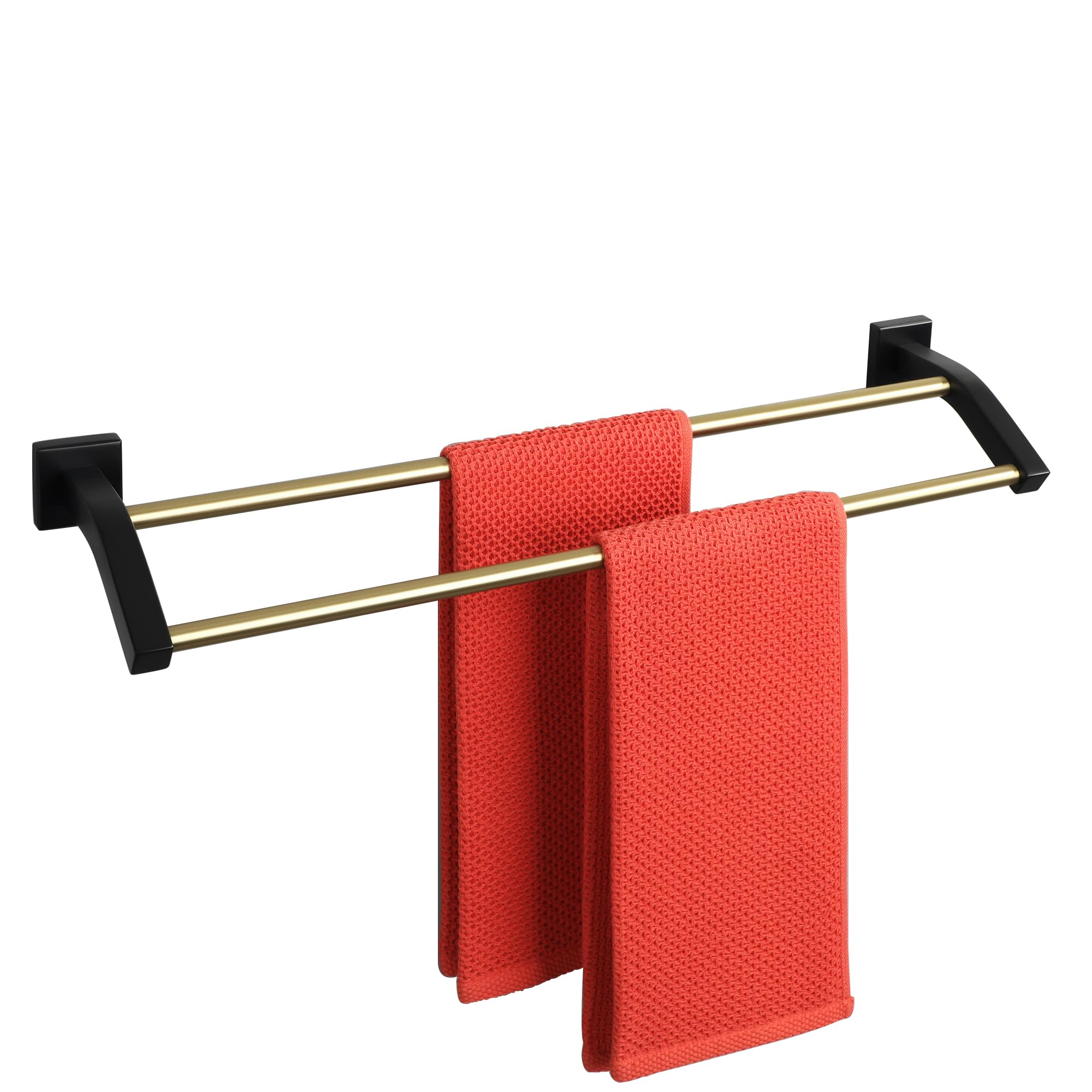Alise Double Bath Towel Bars Towel Racks for Bathroom,Wall Mount Towel Holder Heavy Duty 25-Inch Towel Hanger SUS304 Stainless Steel Towel Rail,GK9009-GB Gold and Black