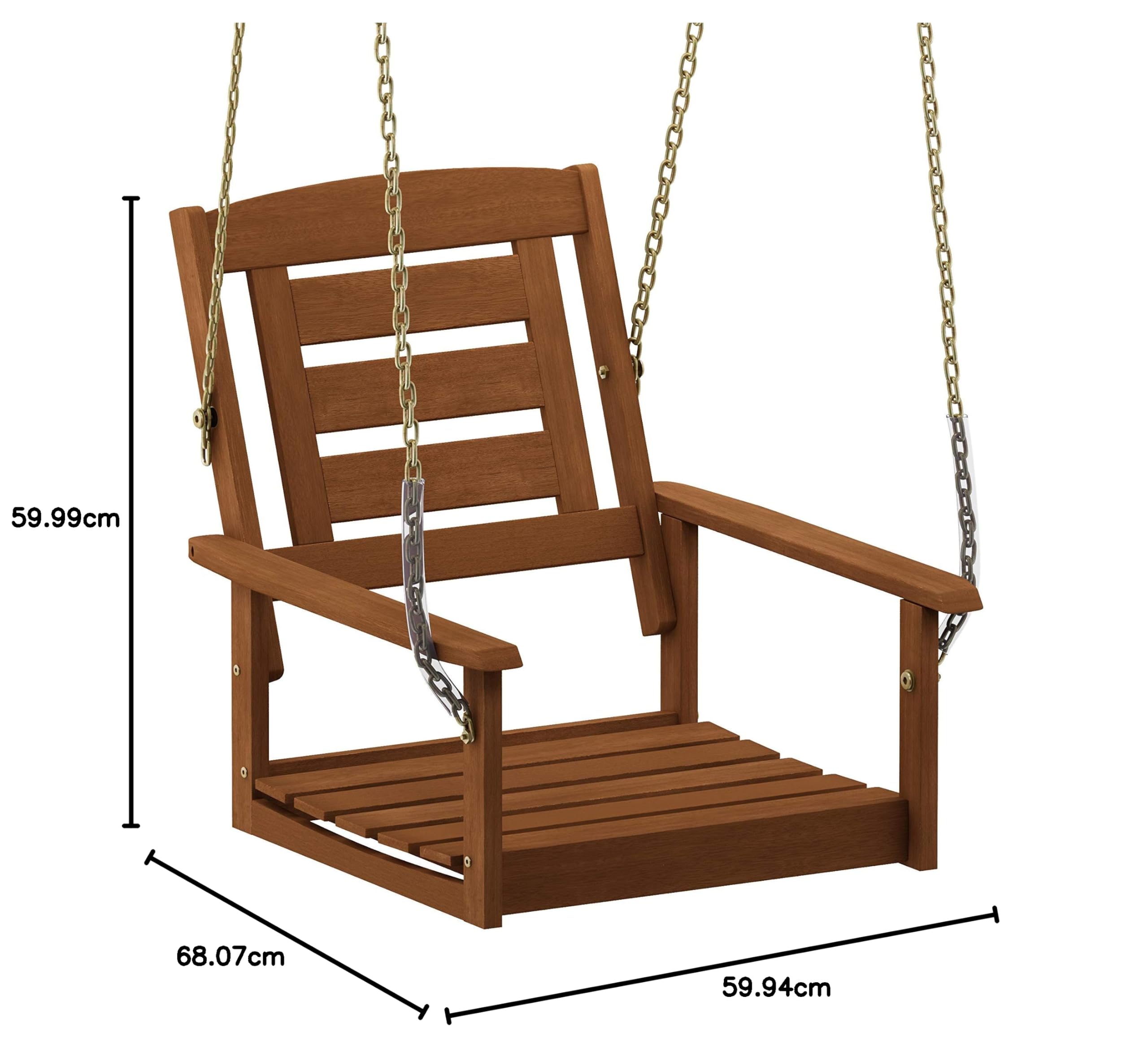 Furinno Tioman Columpio de Madera para Porche duro con Soporte de Aceite de Teca, Naturales