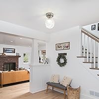 Vista 8 de Lámpara de techo semiempotrada de vidrio vintage plateada, paquete de 2 lámparas de techo de vidrio martillado, pequeña lámpara de techo para sala