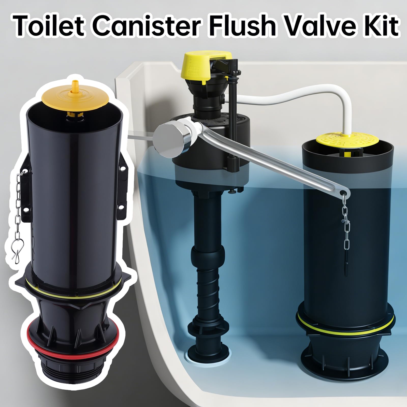 2" Toilet Canister Flush Valve Kit for Kohler 1188999, Compatible with Kohler Cimarron Tank, 3" Canister with a 2" Outlet