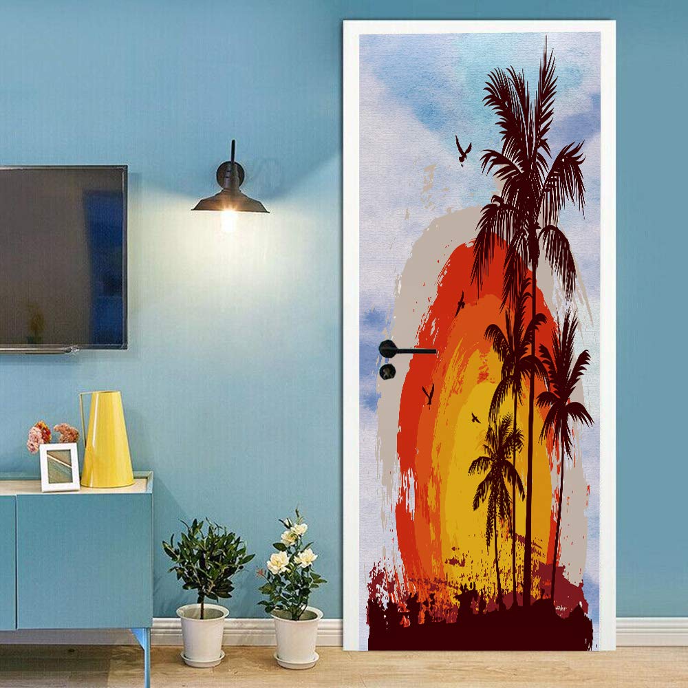 Sticker de porte trompe l'oeil lavable et amovible pour maison