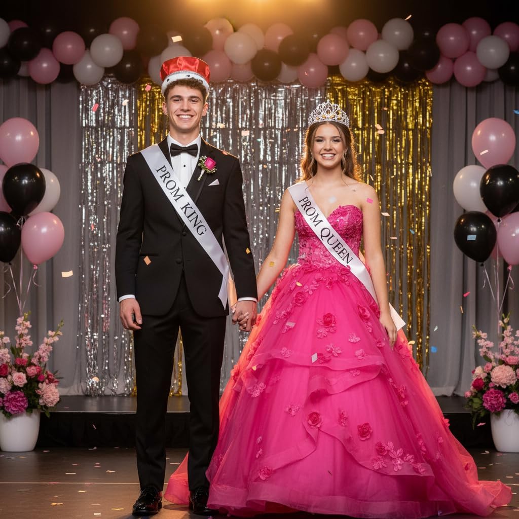 Anderson's Red Satin King Crown and Queen Tiara Royalty Set