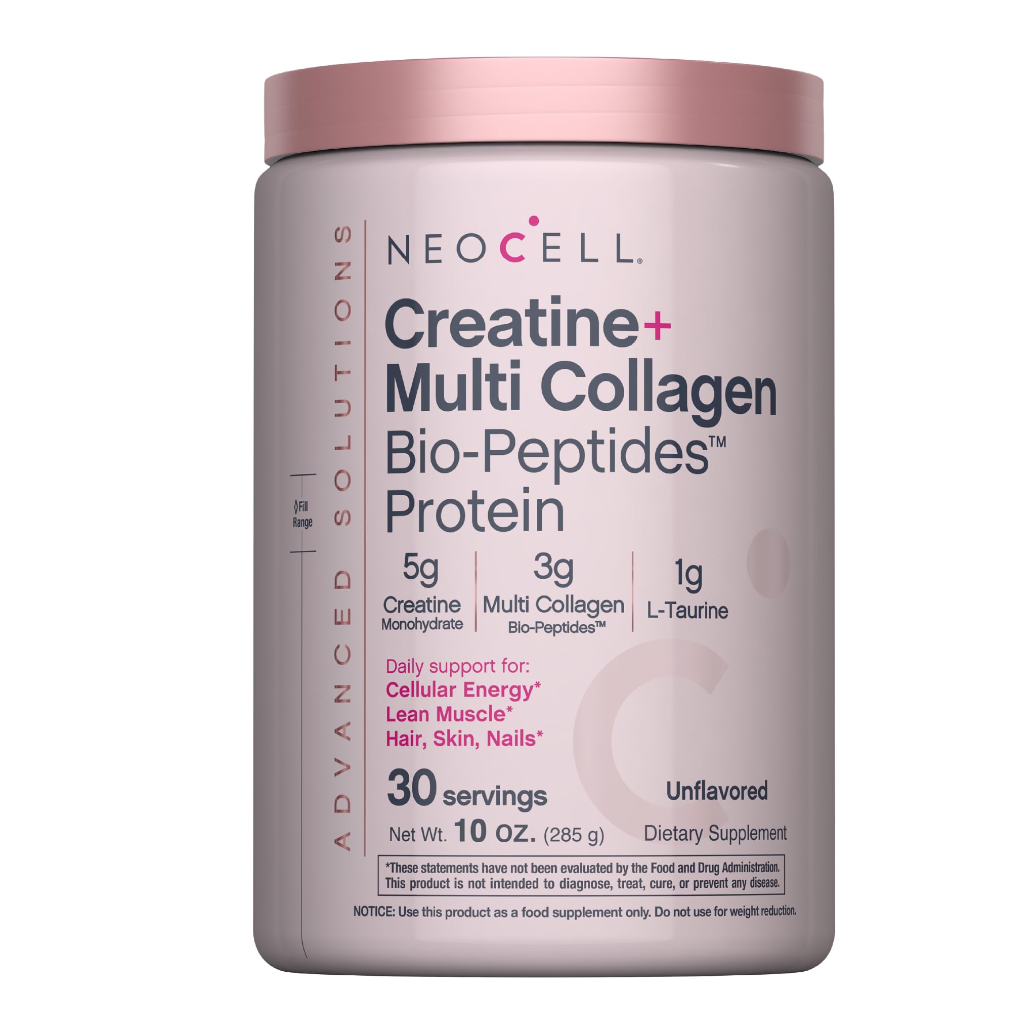 NeoCell Creatine Monohydrate Powder | 10 oz | with Multi Collagen Peptides