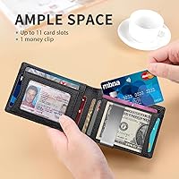 Vista 81 de RUNBOX - Carteras delgadas para hombre, cartera de piel con pinza para el dinero, cartera de bolsillo frontal con bloqueo RFID, tarjetero Negro