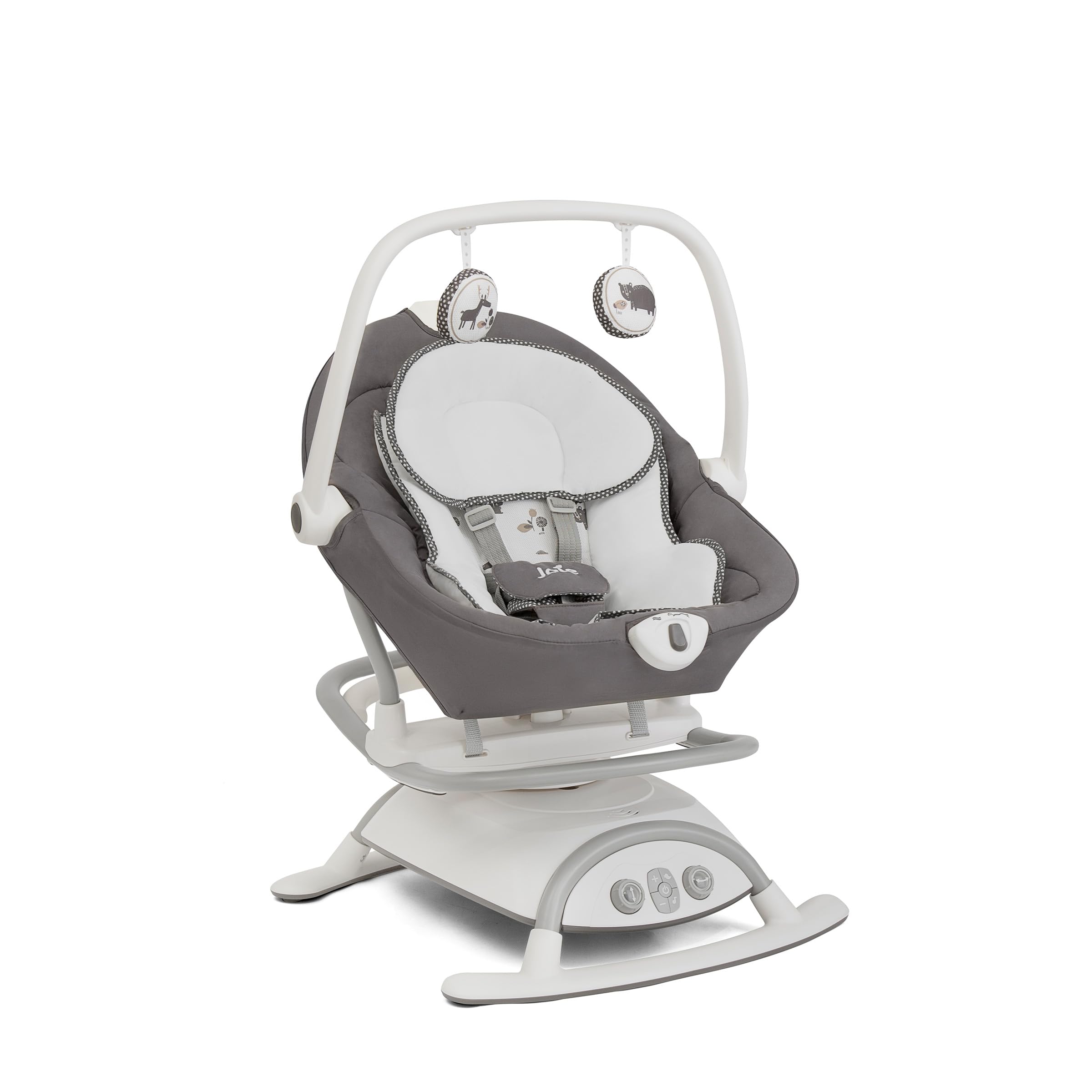 JoieCinnamon 2-in-1 Glider and Rocker – Multi-Motion Baby Swing and Rocker Combo with Plush Fabrics, Compact Design, and Multiple Recline Positions – Soothing Sounds & Gentle Vibrations (Frankie)