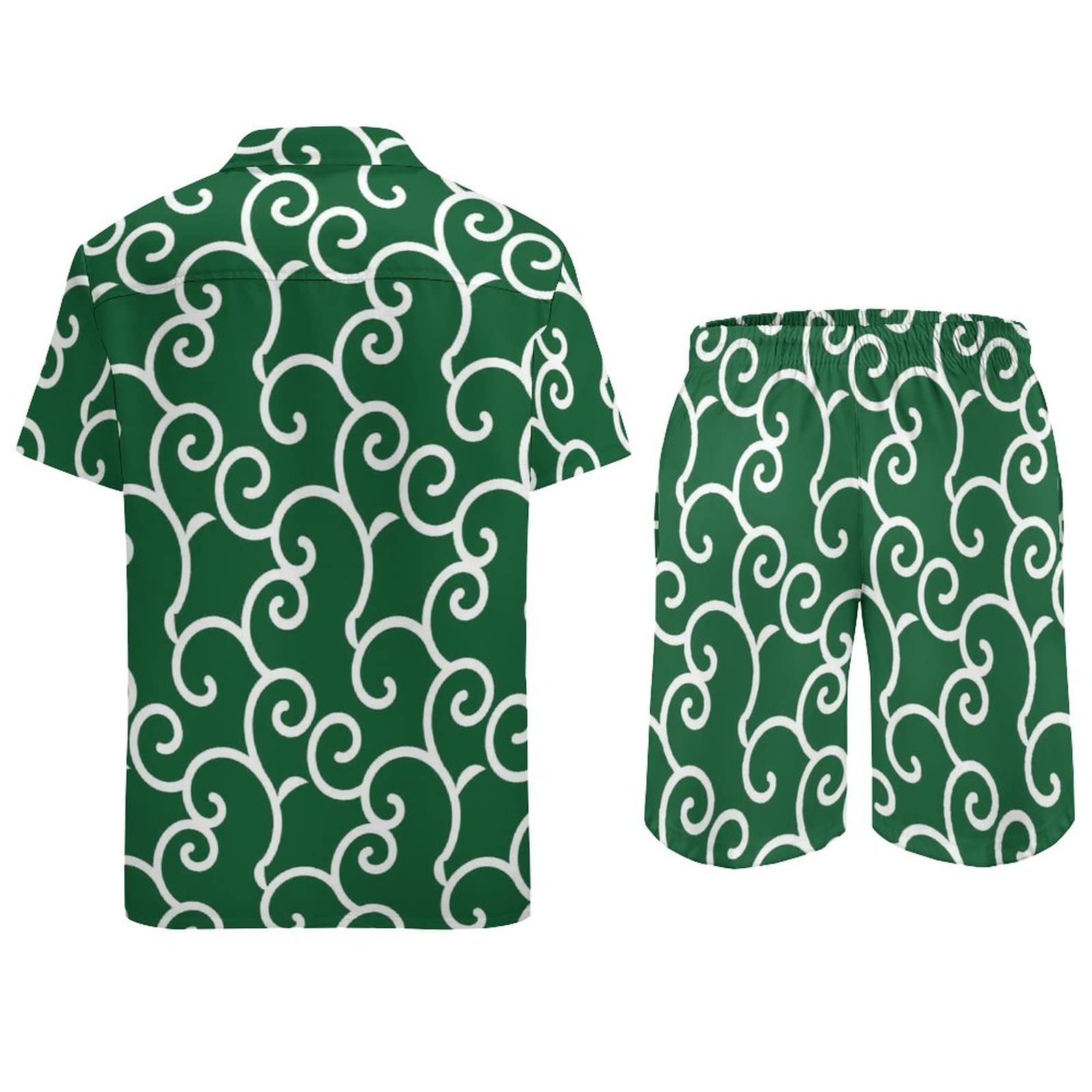 Amazon.co.jp: Tシャツ メンズ アロハシャツ 和柄 緑 唐草模様