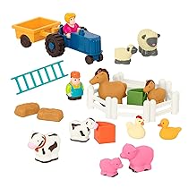 Battat – Playset del piccolo agricoltore – Set di gioco da 25 pezzi per la fattoria – Animali, recinzioni, agricoltori, trattori, rimorchi e altro ancora – 18 mesi +