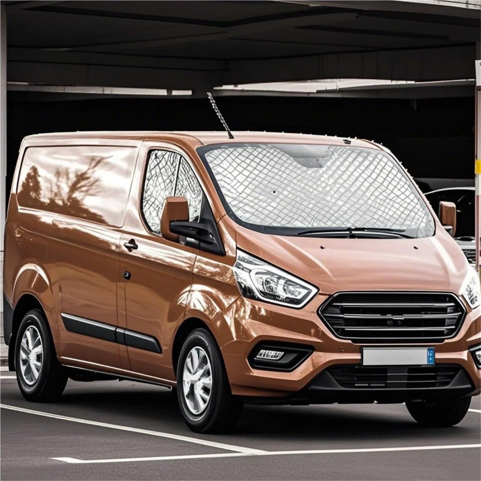 Parasol para Ventana Coche para Ford para Transit para Custom MK8 Juego Parasoles para Automóvil Bloqueador Solar Papel Aluminio con Ventosas - Protección UV