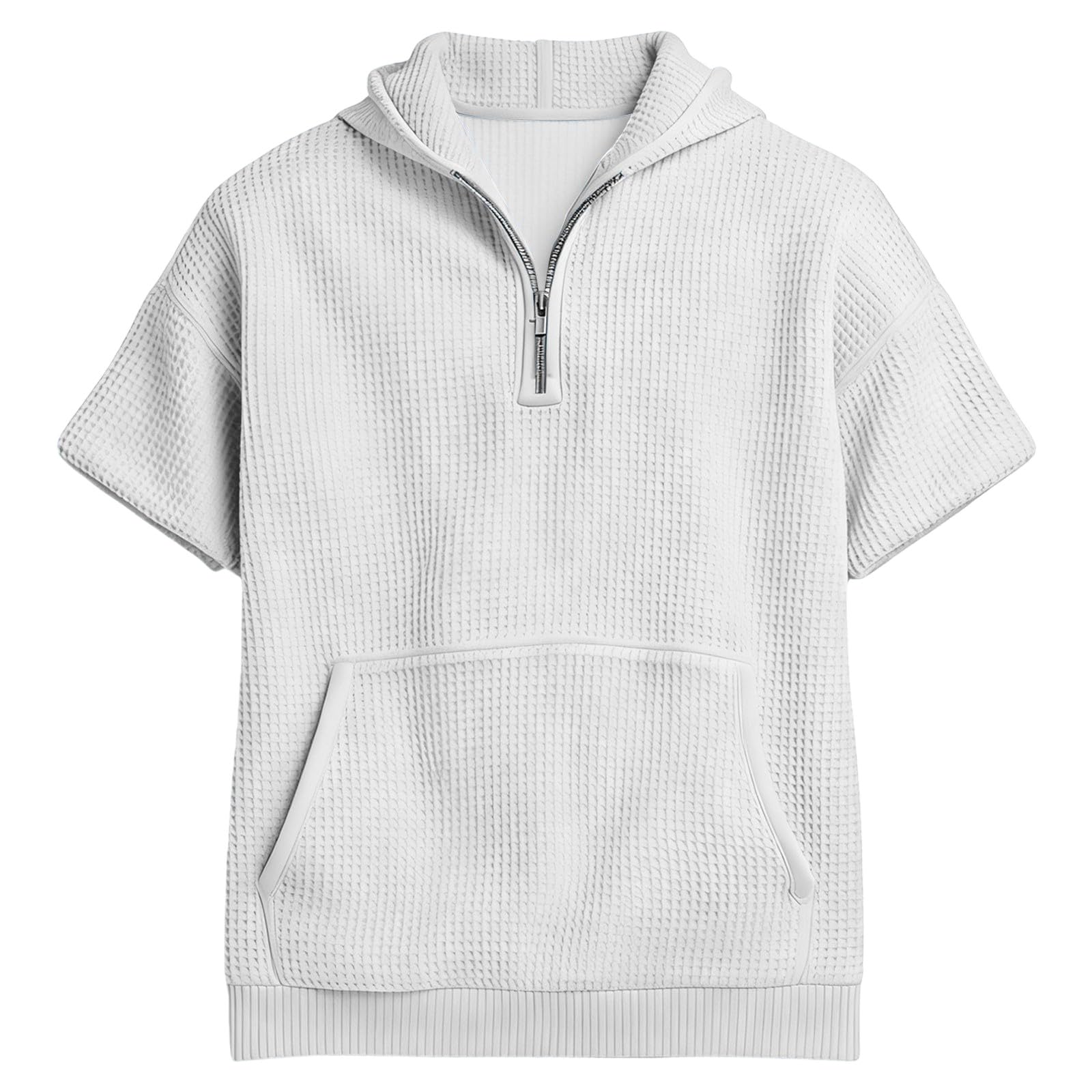 Camisa Sin Mangas Hombre Sudadera con Capucha para Hombre, De Punto Cremallera Un Y Manga Larga Bolsillo (White, M) Protección Solar Impermeable Chaqueta Camisas Oversized Gym Proteccion