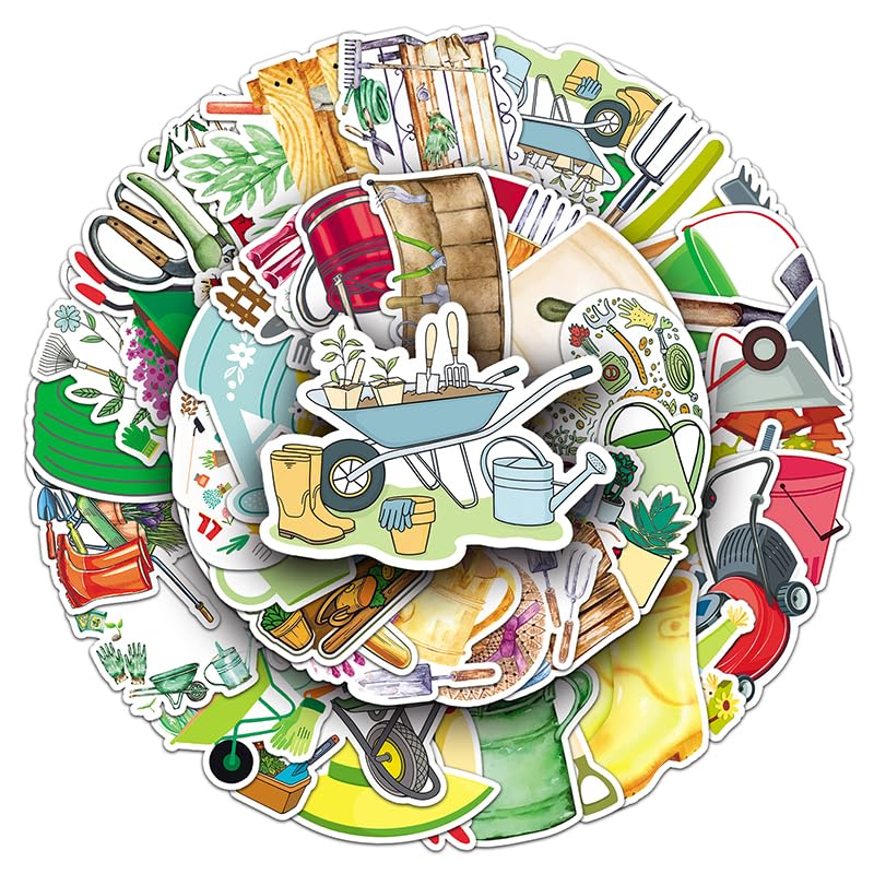 51 PCS Gardening Stickers,Waterproof Gardening Tools Stickers for Scrapbooking,Laptops,Phones,and Water Bottles,Garden Theme Decals for Gardeners and