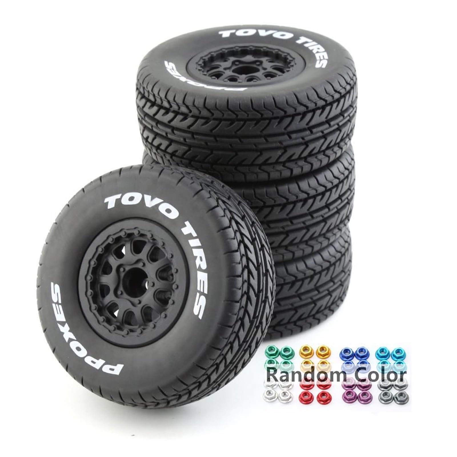 1/10 RC Short Course Truck Wheels and Tires with 12mm Hex 1:10 Scale Off Road Tyres for 1/10 RC Off-Road Car Traxxas TRX4 Slash Arrma Losi Tenacity Vkar 10sc Hpi RC Buggy Car 4PCS (D Tires)