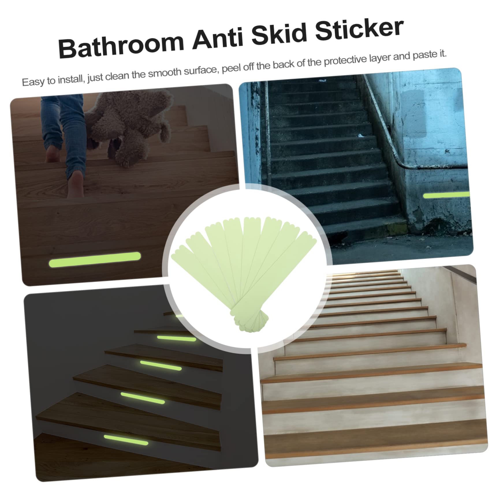 TOPBATHY 2 set Strisce Antiscivolo Per Esterni Adesivi Antiscivolo Per Bagno Adesivi Antiscivolo Per Scale Nastro Antiscivolo Strisce Riflettenti Strisce Antiscivolo Per pezzi*2