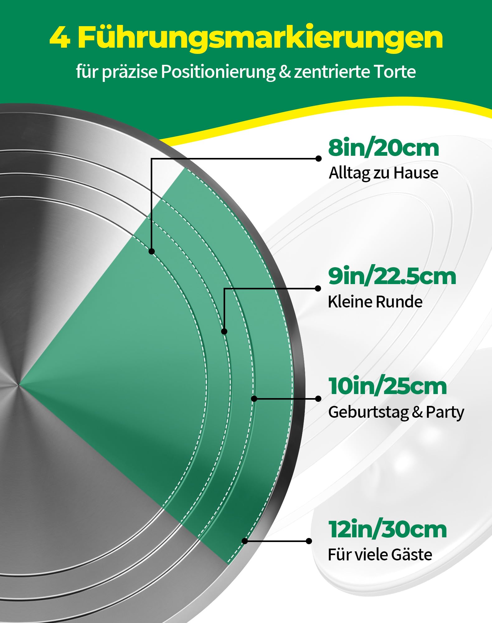 LAOYE Drehbarer Tortenteller Aluminiumlegierung Torten Drehteller 30 cm Kuchen Drehteller Tortenplatte Drehbar Set Inkl. 5 Teigschaber und 3 Streichpaletten für Kuchen Backen ,Tortendekoration