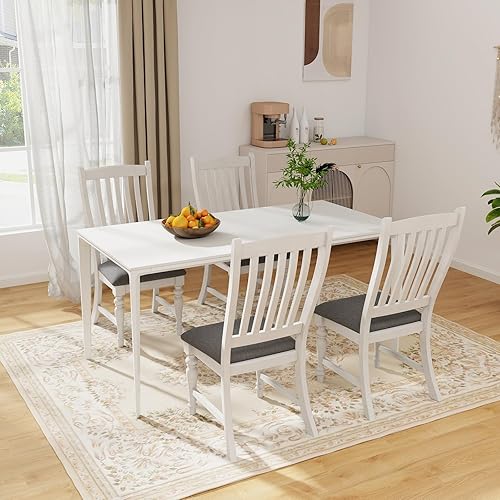 Miniatura 2 de Giantex Juego de 2 sillas de comedor de madera, sillas de cocina de granja con marco de madera maciza, carga máxima de 355 libras, sillas laterales