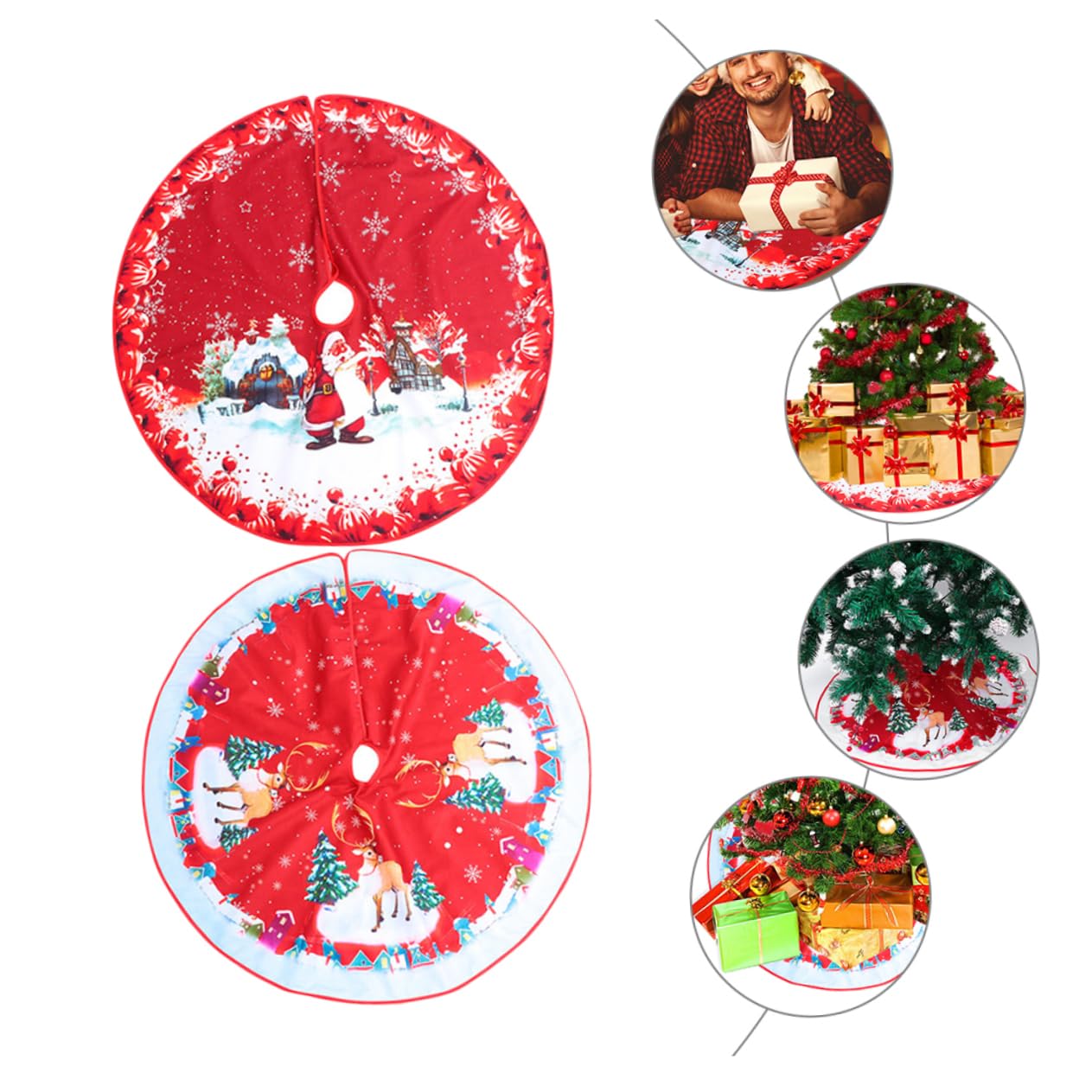 Alipis 3sets Weihnachtsbaumrock Dekorationen Rentierbaum Rock Ornamente Weihnachts Party Weihnachten Party Umstandskleidung Weihnachtsbaumschmuck Baumbodenabdeckung Flanell Rot 2pcs*3