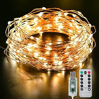 String Fairy Lights,Waterproof Twinkle Lights, 33ft 100LED USB Powered Lights for Bedroom,Bedroom Lights for Room Decor with 8 Modes for Wedding Party Home Patio Lawn Garden Bedroom Outdoor Indoor