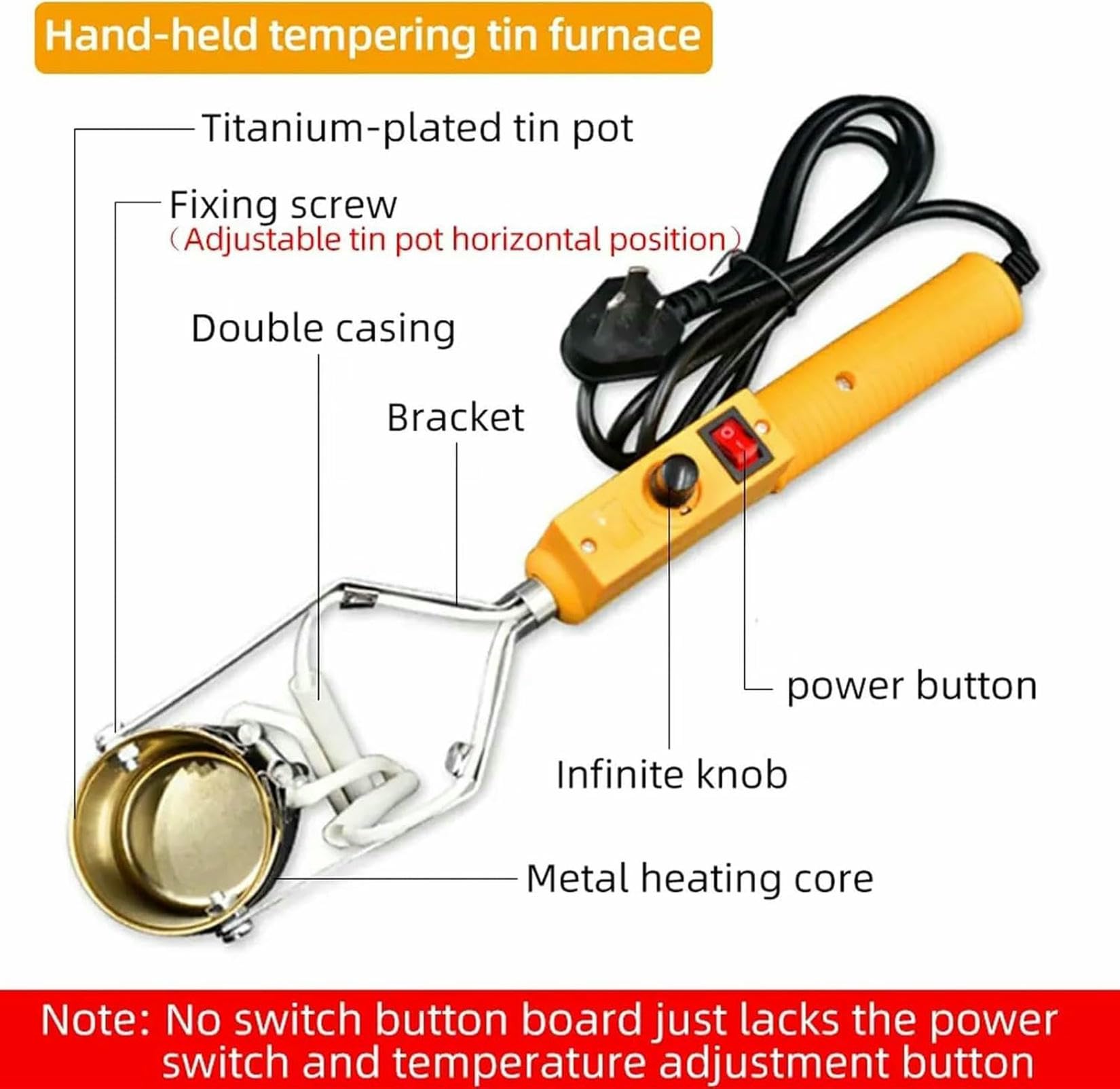 Kit De Pot De Fusion De Plomb - Four Électrique pour Métaux avec Température Réglable 150-450℃, Creuset De Fusion Portatif 160W/280W/380W pour Moulages de Poids de Pêche, Pendentifs en Métal