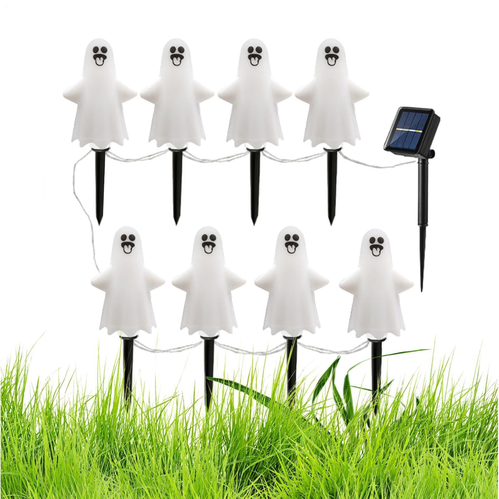 Lampy Solarne Zewnętrzne na Halloween Panel Słoneczny Wodoodporny I Odporny | Lampy Duchy Na Paliku Dekoracje Z Duchami Na Ścieżkę, Ogród, Patio, Krajobraz, Nawiedzony Dom, Ślub,