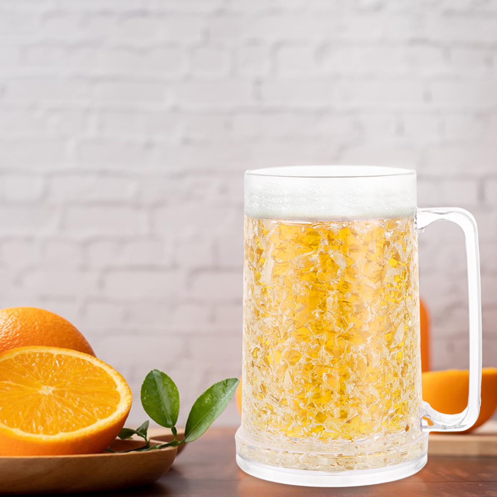 Juego de 4 Vasos Cerveza con Efecto Hielo, Jarra para Congelar de 450ml con Diseño de Doble Capa Jarra Cerveza Para bebidas, cerveza, envases de bebidas frías