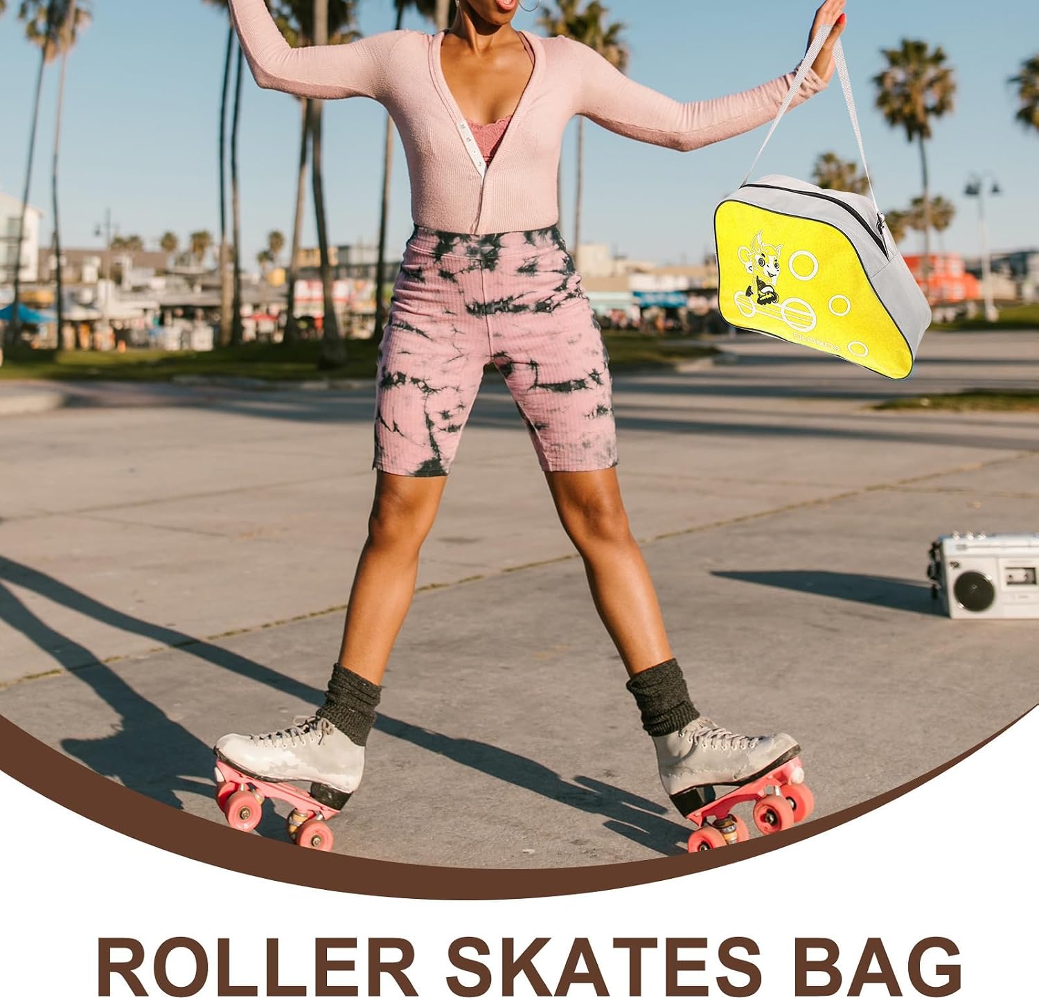 2pcs Portable Roller Skate Bag for Young Athletes, Multi-functional Oxford Cloth Storage with Zipper and Shoulder Strap, Convenient Skates Holder for Roller Skating and Ice Skating
