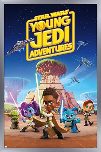 Trends International Star Wars Young Jedi Adventures - One Sheet Wall Poster, 14.725" x 22.375", Silver Framed Version