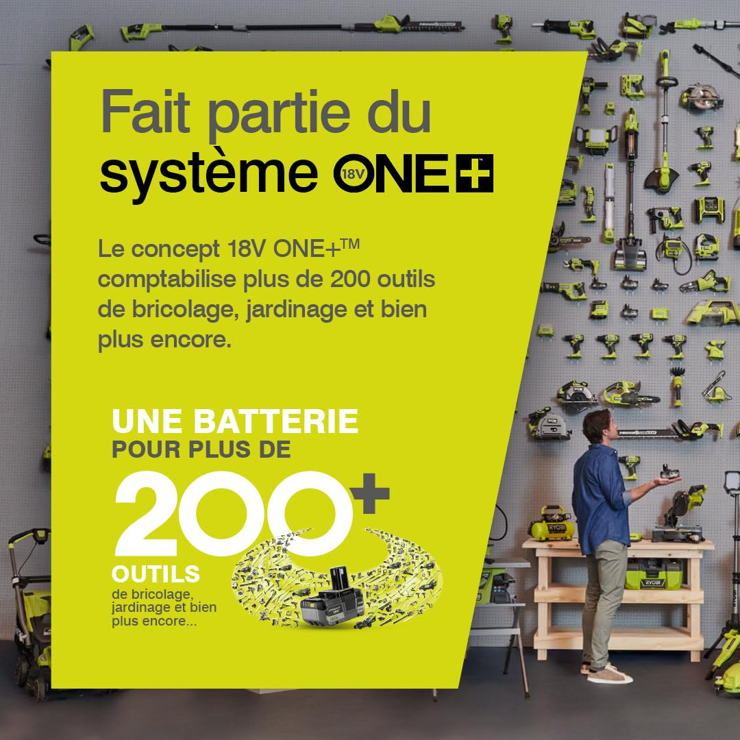 RYOBI - Ponceuse Excentrique Sans Fil 18V ONE+ RROS18-0 – Plateau Ø125 mm, Collecteur de Poussière, Mouvements Orbitaux Puissants – Finition Bois, Peinture, Métal – Batterie Non Incluse