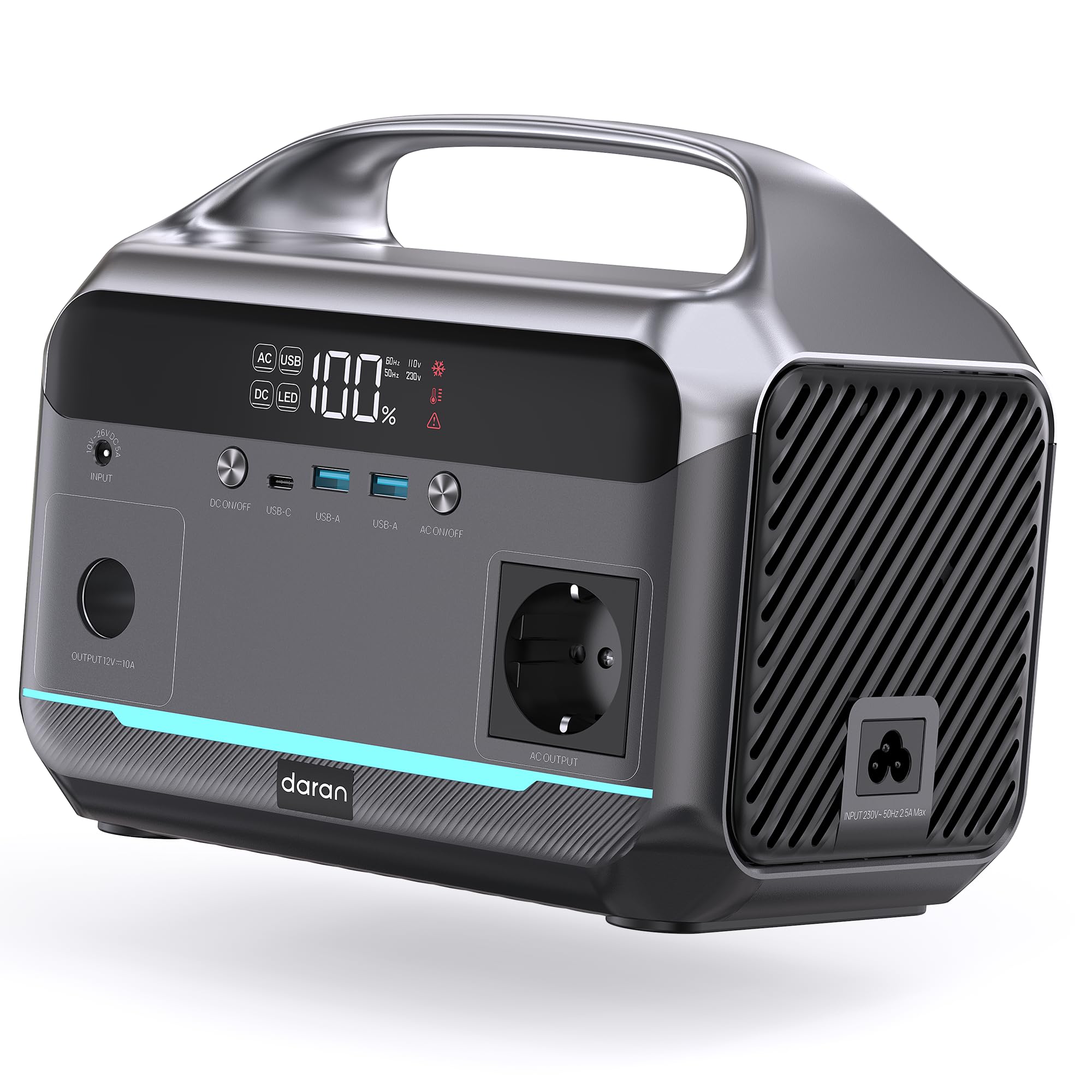 Station d'alimentation portable 350 W, batterie LiFePO4 288 Wh, générateur solaire avec 1 prises CA de 350 W (pointe de 700 W), charge rapide en 2,2 heures, stockage d'énergie mobile pour le camping