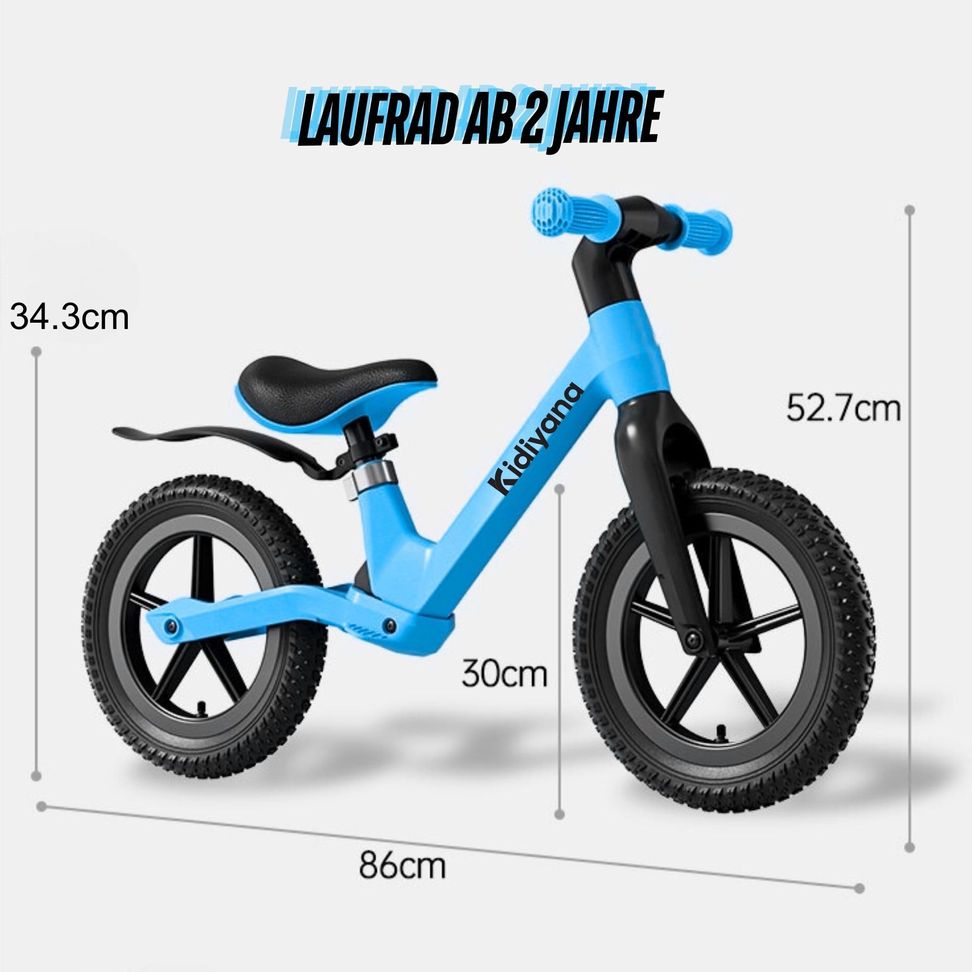 Kinder Laufrad Balance Bike ab 2 Jahren, Rutschfeste Luftreifen 12 Zoll, Komfortables Sitzpolster, RSA-Dämpfungssystem, Abgerundete Fußrasten, Schutzblech, Leicht & Langlebig, Sport Geschenke