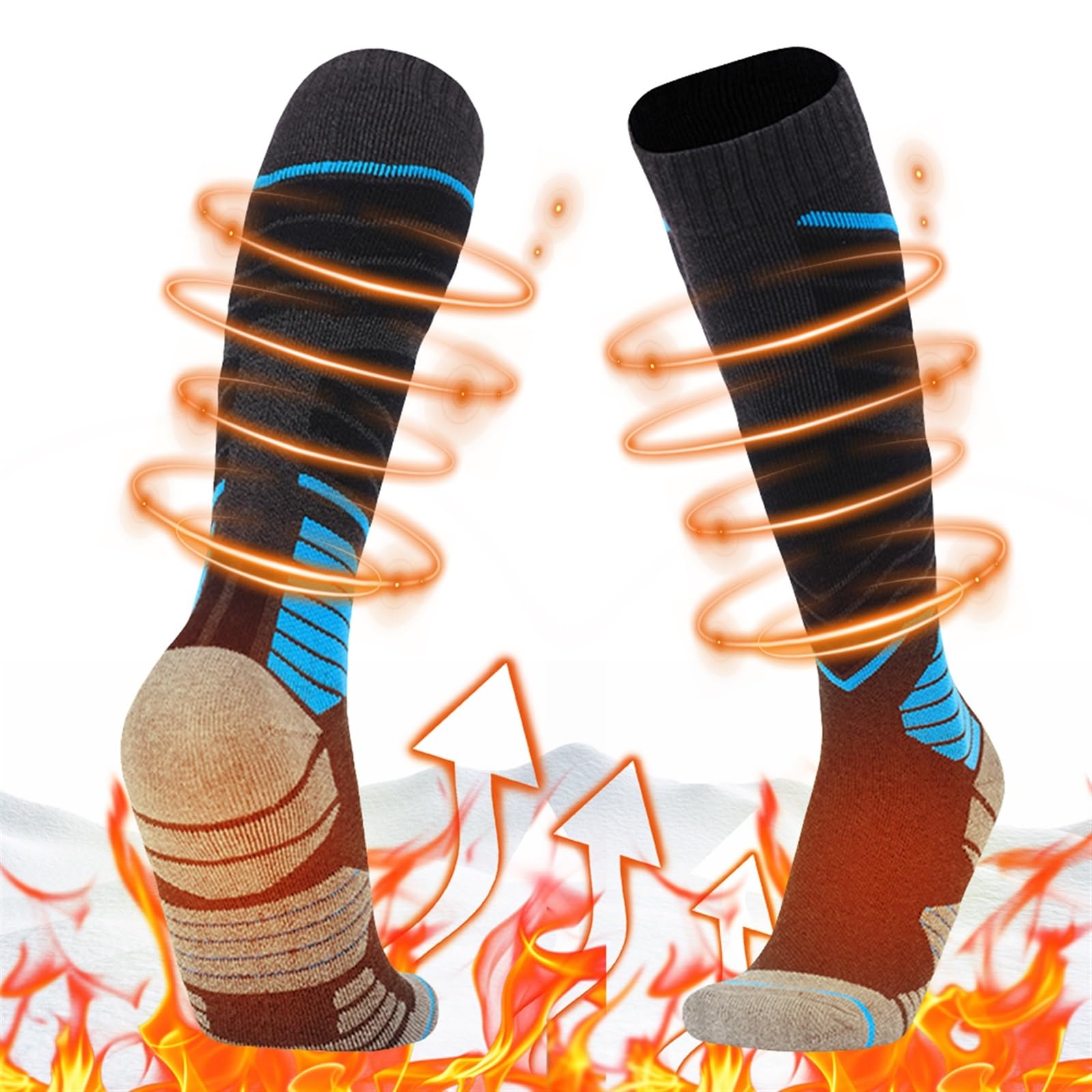 Chaussette Ski Chaussettes de Ski Hautes d'hiver en Coton à séchage Rapide, Chaussettes randonnée Confortables for Femmes et Hommes, Bas Chauds, Sport d'escalade